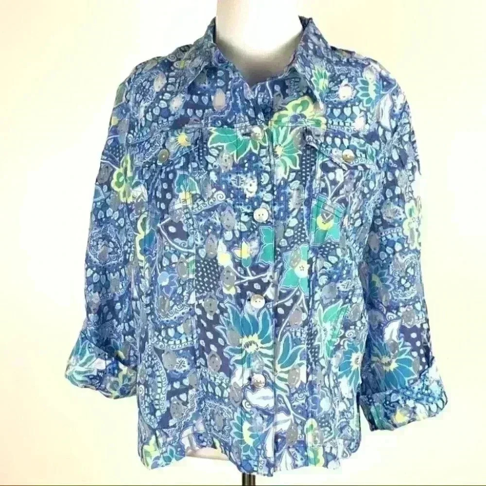 Ruby Rd Womens Top Size 12 Multicolored Button Do… - image 2